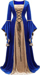 Womens Retro Halloween Costume Renaissance Medieval Dress Velvet Queen Dress