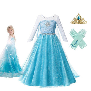 Princess Elsa Costume Frozen Princess Party Dress Snow Queen Cosplay