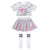 Kids Girls Modern Jazz Hip Hop Dance Costumes Outfit Children Sequins Shiny Short Sleeves Crop Top and Skirt Striped Socks Suit