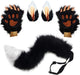 Wolf Fox Tail Clip Ears and Gloves Set Halloween Christmas Costume for Women