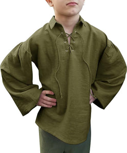 Boys Medieval Pirate Shirt Viking Renaissance Halloween Tops