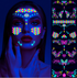 Glow in The Dark Temporary Tattoos Face Stickers, Face Fake Temporary Tattoos Makeup UV Neon Butterfly Floral Tattoo Body Stickers Decorations for Adults Festival Bar Party Supplies 8PCS