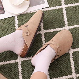 Boston Clogs Women's Suede Mules Slippers Cork Insole Sandals With Arch Support Outdoor Lovers Beach Sandals