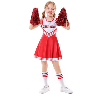 Girls Cheerleaders Costume Cosplay Cheer Uniform Dress Up Halloween Costume for Kids