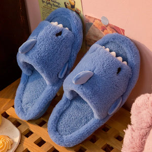 Cartoon Shark Slippers For Women Soft Home Men's Indoor Household Fluffy House Shoes