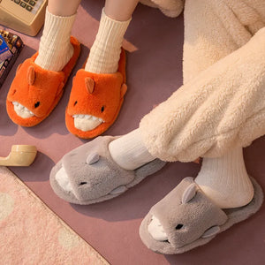 Cartoon Shark Slippers For Women Soft Home Men's Indoor Household Fluffy House Shoes