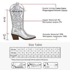 Women Cowboy Short Ankle Boots Chunky Heel Cowgirl Boots Mid Calf Western Shoes