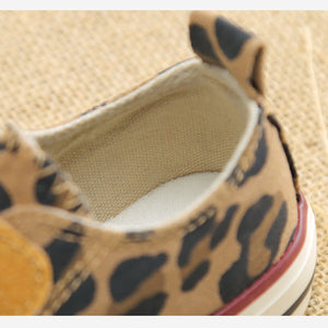 Toddler Little Kids Boys and Girls Leopard Velcro Slip on Hook and Loops Sneakers Canvas Shoes