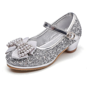Girl's Glitter Princess Shoes With Rinestone Pearl Bowknot(Toddler/Little Kid)