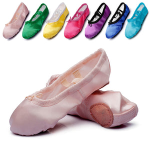 Woman's Satin Ballet Flat Yoga Shoes Split-Sole Sole