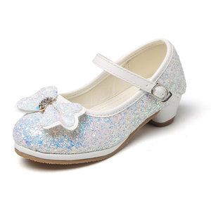 Girl's Sequin Dress Shoes Low Heel Pumps With Bowknot(Toddler/Little Kid)