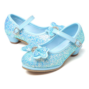 Girl's Sequin Dress Shoes Low Heel Pumps With Bowknot(Toddler/Little Kid)