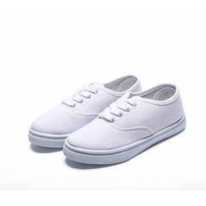 Maxu White Lace up Sneakers Canvas Unisex Shoes(Little Kid/Big Kid)
