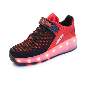 Kids Roller Shoes LED Sport Sneakers Rechargeable Roller Skate for Boys Girls