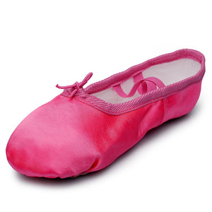 Kid Girl's Satin Practice Ballet Slipper Yoga Shoe