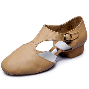 Women T-Strap Leather Jazz Dance Shoe
