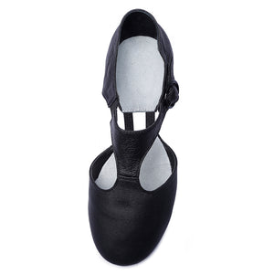Women T-Strap Leather Jazz Dance Shoe