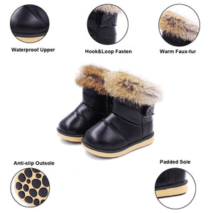 PU Winter Snow Boots Boys Outdoor Walking Shoes