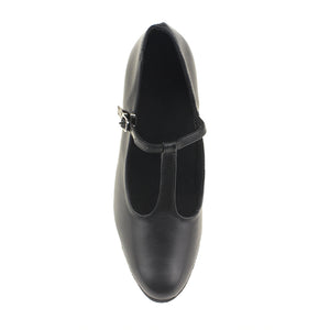 Unisex Leather Black Dance Shoes High Heeled