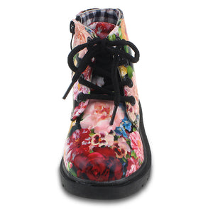 Kids Waterproof Floral Ankle Boots Zipper Walking Martin Shoes