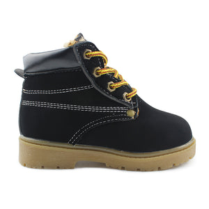 Kids Boy's Outdoor Waterproof Combat Boots Warm Suede Leather Lace-Up Shoes Ankle boots