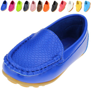 Boys Girls Leather Loafer Shoes Slip on Moccasin Flat Outdoor Soft Shoes