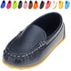 Boys Girls Leather Loafer Shoes Slip on Moccasin Flat