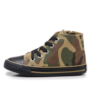 Boy's Girl's High-Top Casual Lace up Canvas Sneakers, Camouflage