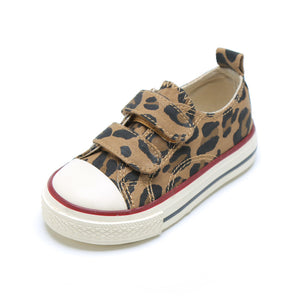 Toddler Little Kids Boys and Girls Leopard Velcro Slip on Hook and Loops Sneakers Canvas Shoes