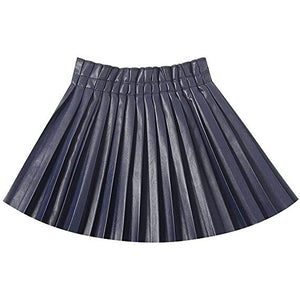 PU Leather Skirt For Girls Solid Pink Mini Skirt Student Summer Elastic Waist