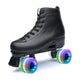 Black Roller Skates Unisex Artistic Quad Skate Boots for Teens and Adults