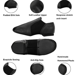 Unisex Leather Jazz Dance Shoes Slip on Practice Performance Flats