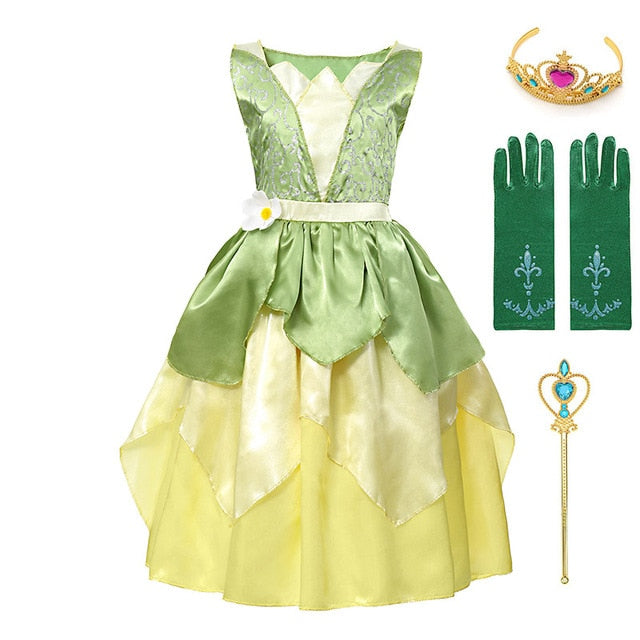 princess tiana dress disney store Fairy Tale Kids Girl Princess Tiana Dress Birthday Fantasy Gown Party –  Chiximaxu