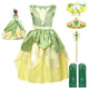 Fairy Tale Kids Girl Princess Tiana Dress Birthday Fantasy Gown Party Fairy Outfits