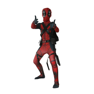 Child Boys Deluxe Deadpool Skintight Spandex Zentai Suit Kids Halloween Cosplay Costume