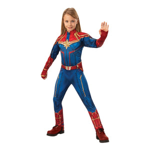 Captain Marvel Child Girls Superhero Kids Halloween Cosplay Carnival Party Costume