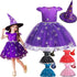 Halloween Costume for Girls Witch Wizard Dress with Hat Kids Evil Witch Cosplay Costume Comic Con Make up Party Supplies Frocks