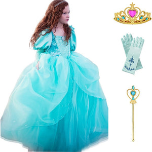 The Little Mermaid Movie Princess Ariel Cosplay Dresses for Girls Comic Con Kids Role Play Costume Children Christmas Long Gown