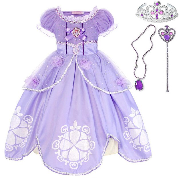 Princess Sofia the First Girls Party Dress up Puff Sleeve Ankle Length – Chiximaxu Princess Sofia the First Girls Party Dress up Puff Sleeve Ankle Length – Chiximaxu