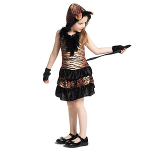 Girls Jungle Tiger Costume Child Kids Playtime Fancy Dress Halloween Party Carnival Cosplay Costume