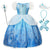 Lovely Cinderella Costume for Girls Carnival Role Play Kids Princess Dress Christmas Blue Party Frocks Flower Girl Wedding Gown