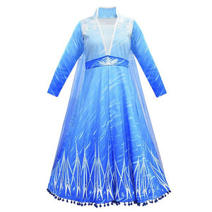 Fancy Snow Queen 2 Princess Anna Dress+Coat+Pants Cosplay Costume for Girls Elsa Clothing Set Winter Christmas Fairy Tale Frcoks