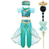 Kid  Princess Jasmine Top Pants Clothing Set with Headband Girl Jasmine Birthday Party Dress Cosplay