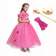 Child Green Pink Yellow White Blue Cinderella Summer Ankle Length Princess Dress with Buttiflies Attached Girls Party Gown
