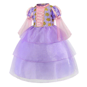 Fancy Tangled Rapunzel Dress for Girls Flare Sleeve Christmas Princess Ball Gown Children School Play Role Play Cosplay Costume