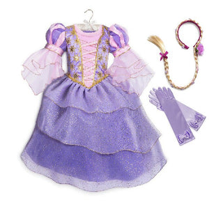 Fancy Tangled Rapunzel Dress for Girls Flare Sleeve Christmas Princess Ball Gown Children School Play Role Play Cosplay Costume