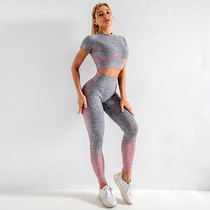 Seamless Women Yoga Set Long Sleeve Top High Waist Belly Control Sport Leggings Gym Clothes Seamless Sport Suit canbe alone buy