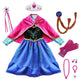 Princess Anna Party Supplies Cosplay Costume for Girls Carnival Kids Dress up Clothing Halloween Birthday Fancy Snow Queen Dress