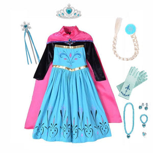 Princess Anna Party Supplies Cosplay Costume for Girls Carnival Kids Dress up Clothing Halloween Birthday Fancy Snow Queen Dress