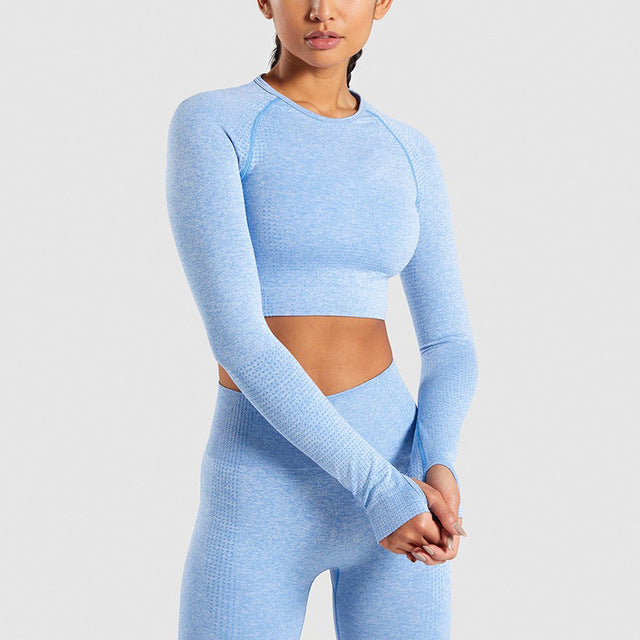 Yoga set gym clothing fitness leggings+cropped shirts sport suit women